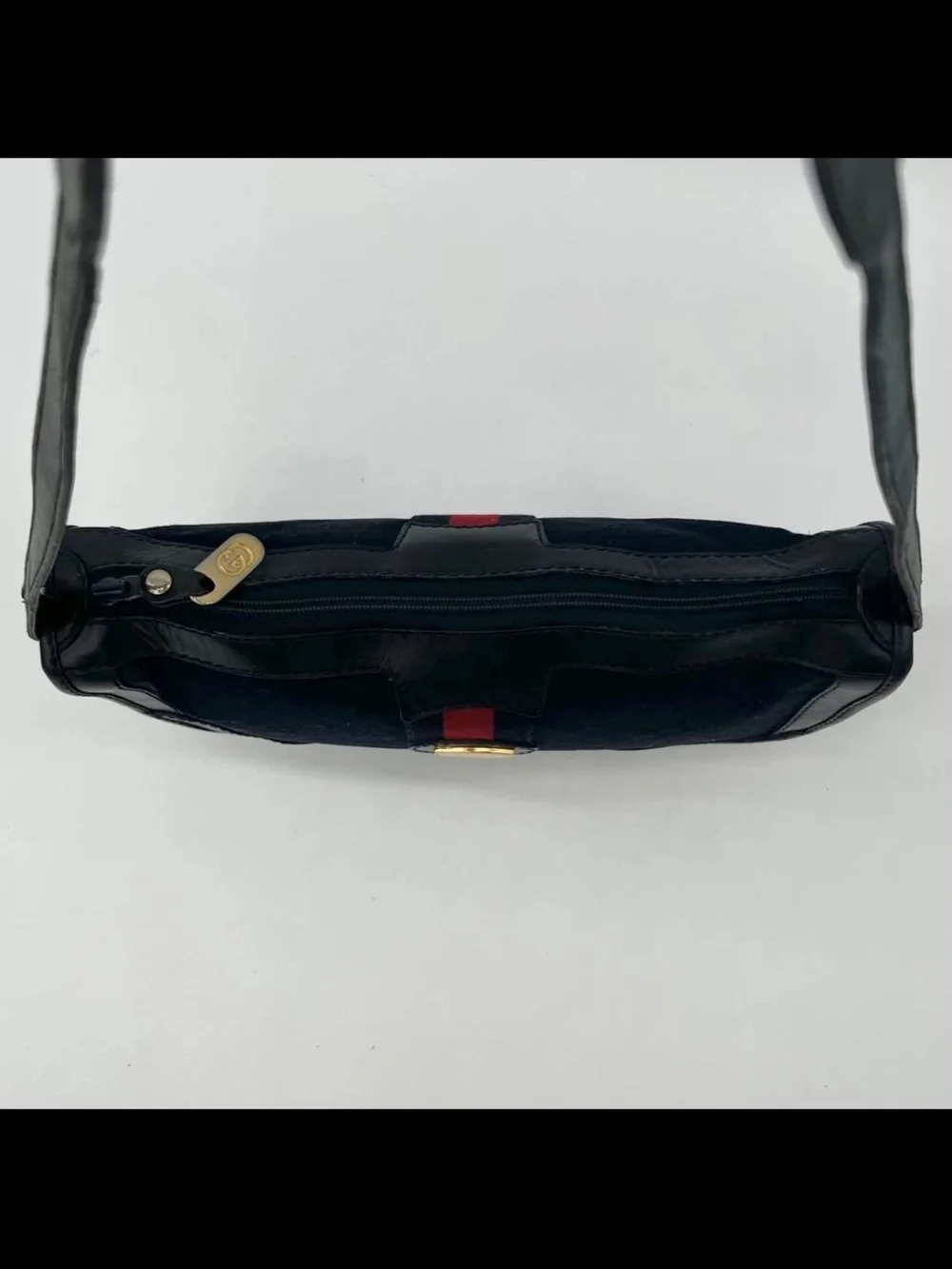 Gucci Navy Canvas Crossbody with Red Center Stripe